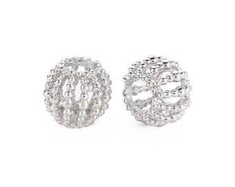 20 pcs. Silver Tone Metal Bubble Round Ball Spacer Beads - 10mm - Large Hole: 4.5mm - Fits European Cords and Paracord!