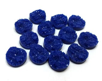 10 pcs Druzy Resin Embellishment Cabochons Royal Denim Blue - 12mm