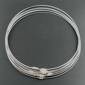 10 pièces Collier ras de cou avec fil à mémoire de forme et fermoir à vis en argent - 18 pouces - 1 mm - ÉPAISSEUR - Gris argenté - HAUTE QUALITÉ