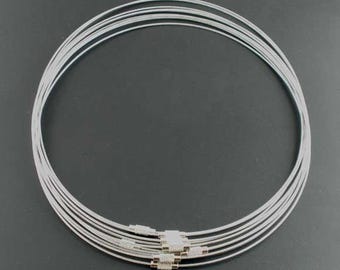 10 st. Halsband med minnestrådschokerbeläggning och silverskruvspänne - 18 tum - 1 mm - TJOCKA - Grå silverton - HÖG KVALITET
