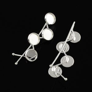 5 pcs. - Silver Plated Hair Bobby Pins Cabochons Bezels  - 10mm Glue Pad - 4 Bezels