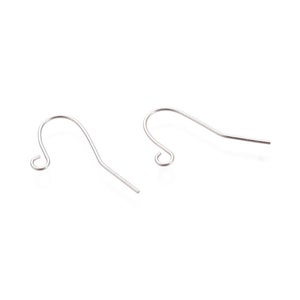 50 pcs 304 Stainless Steel Silver Tone Earring Hooks with Loop Hole - 19mm x 17mm - Hole Size: 2mm