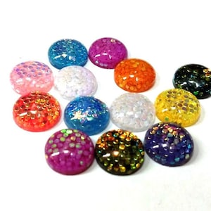 10 cabujones de resina drusa para decorar - 12 mm - Estilo brillante - Surtido - Multicolor III