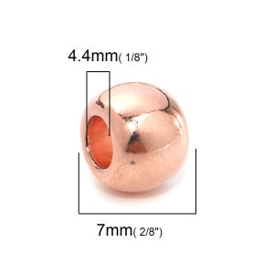 50 pcs Rose Gold Plated METAL Smooth Ball Spacer Beads - 10mm - Large Hole: 4.4mm - Fits European Cords and Paracord!