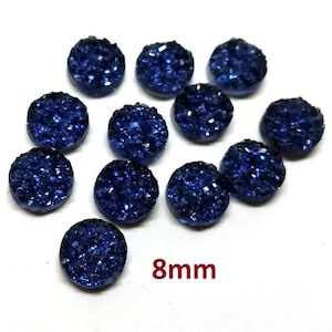10 cabujones de resina drusa con adorno en azul estrellado (8 mm)