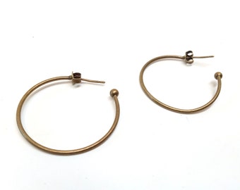 10 pcs (5 pairs) Antique Bronze Earring Hoops - 30mm (1.18 inch) - Metal Backs Included