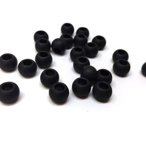 100 pcs Black Smooth Ball Spacer Beads - 10mm - Large Hole: 4.7mm - MATTE - Fits European Cords and Paracord!