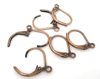 60 pcs (30 pairs) Copper Tone Leverback Earrings - 16x10mm