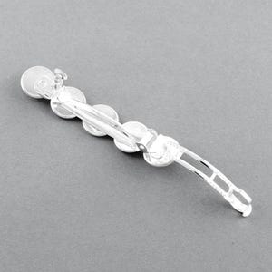 2 pcs Silver Plated French Hair Barrettes Hair Clips - 71mm x 14mm - 12mm Glue Pad - LARGE - 5 Bezels image 3