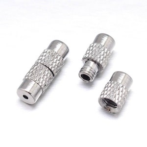 10 pcs. Silver Tone Screw Cylinder Barrel Clasps - 12mm x 4mm - Hole Size: 1mm