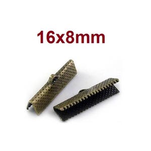 100 pcs. Antique Bronze Textured Ribbon Crimp End Caps - 16mm x 8mm