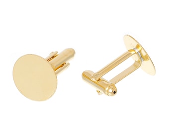 Lot of 12 Gold Plated Cuff Links (6 pairs) - 15mm Glue Pad