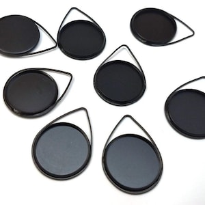 10 pcs. Black Pendant Circle Posts Settings Bezels Tray Cabochons - 20mm Glue Pad Setting (Cameo Setting Diameter) - Teardrop