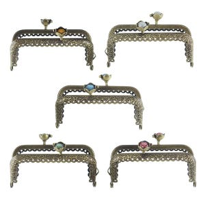 1pc. Antique Bronze Metal Purse Handbag Frame - Filigree Pattern Design  - Kiss Clasp - 8.9cm x 5.5cm (3.5&quot; x 2.17&quot;) - 5 colors