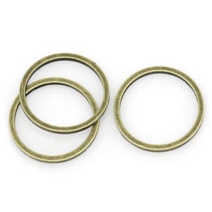 50 pz. Connettore in bronzo antico Anelli di congiunzione chiusi saldati - 12 mm - 0,8 mm di spessore - Liscio