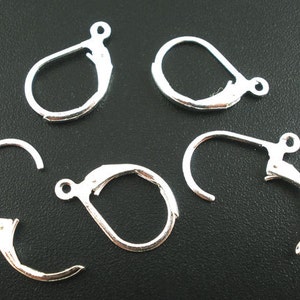 20 pcs (10 pairs) Silver Plated Lever back Earrings - 16mm x 10mm