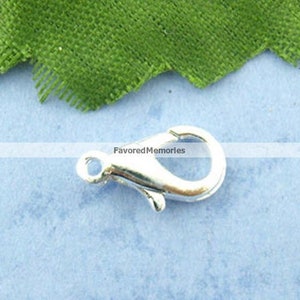 50 pcs. Silver Plated Lobster Clasps 14mm X 7mm Claw Clasps image 3