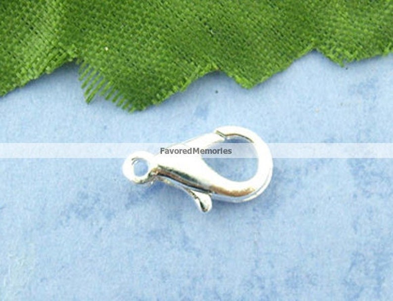 50 pcs. Silver Plated Lobster Clasps 14mm X 7mm Claw Clasps image 3