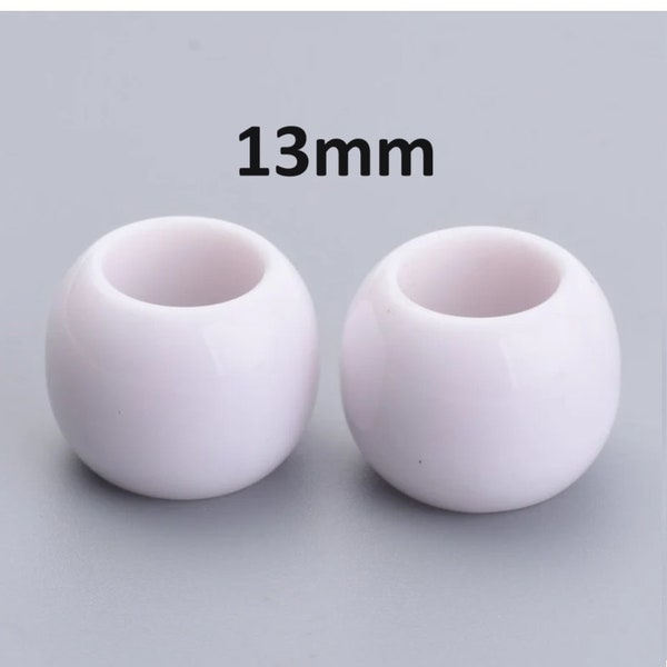 75 pcs White Smooth Acrylic Ball Spacer Beads - 13mm - Large Hole: 6.5mm - Fits European Cords and Paracord!