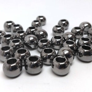 75 pcs Gunmetal Round Acrylic Gumball Bubble Gum Beads - 11mm x 9mm - Hole Size: 5.7mm - Fits European Cords and Paracord!