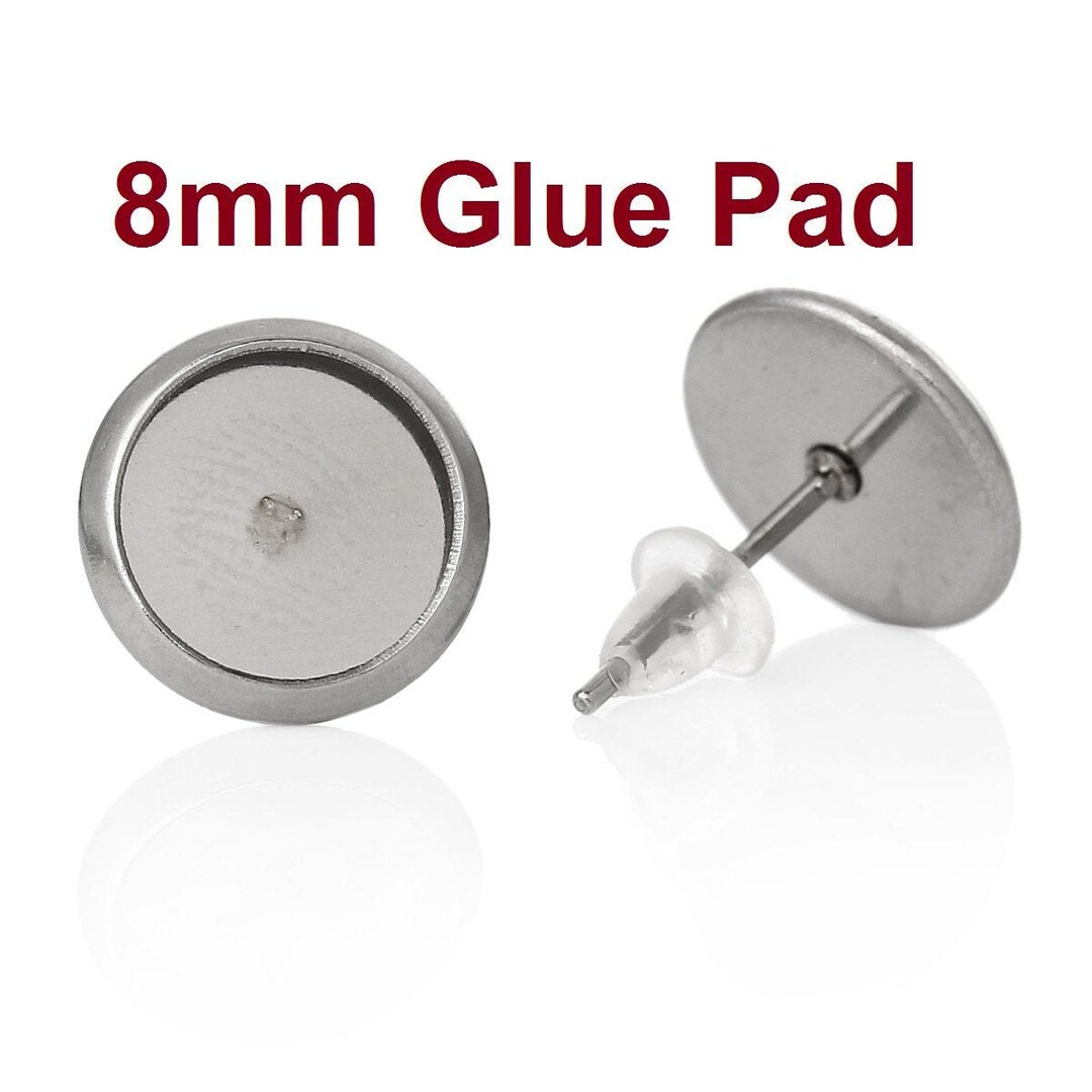 40 Pcs Stainless Steel Stud Earring Settings For 10mm Cabochons + 80 Earring Backs