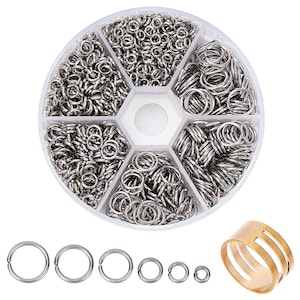 Box with Assortment of 1000pcs 304 Stainless Steel Open Jump Rings- 4mm to 10mm - 18 Gauge (1mm Thick) - With Jump Ring Tool