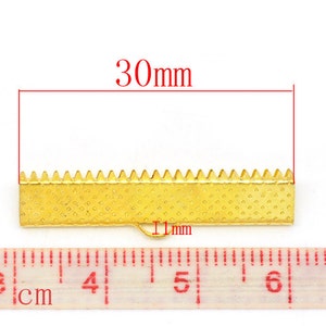 100 pcs. Gold Plated Textured Ribbon Crimp End Caps - 30x7.5mm