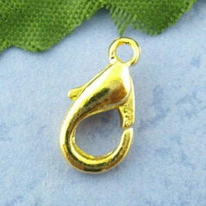 50 pcs. Gold Plated Lobster Clasps - 12mm X 6mm - Claw Clasps