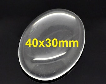 5 piezas de sellos de cúpula de vidrio transparente ovalados - 40 x 30 mm (1,57 x 1,18 pulgadas) - 30 x 40 mm - 40 mm x 30 mm