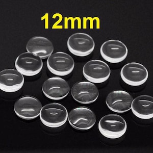 Lot of 100 Circle Clear Round Glass Dome Seals Tiles - 12mm (0.5 in)