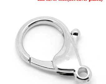 10 pcs. Silver Tone Lobster Clasps - 35mm X 25mm (1.38 inch) - Claw Clasps