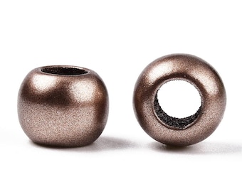 100 pcs Ash Brown Matte Acrylic Smooth Ball Spacer Beads - 10mm - Large Hole: 4.8mm - Fits European Cords and Paracord!