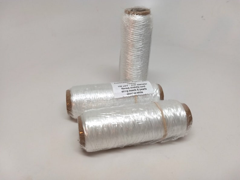 Elastic 300 ft 100 yards 0.013 Opaque White Beading Stretch Cord Roll - Gossamer Floss Latex Free 0.5mm - Medium 1 Roll
