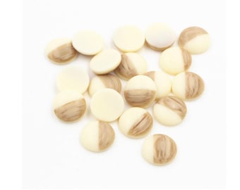 10 pcs Druzy Resin and Wood Embellishment Cabochons - Ivory - 12mm - Dome Circle