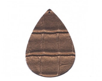 10 piezas Colgantes colgantes de piel sintética marrón metálico - Lágrima - Ladrillo - 56 mm (2,2") - ¡Ideal para pendientes ligeros y colgantes! Doble cara