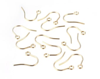 100 ganchos dorados para pendientes de acero inoxidable 304 con orificio para bucle - 18 mm x 18 mm - ¡Resistentes al deslustre! Bañados en oro de 18 quilates