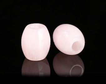 3 pcs Rose Quartz Smooth Gemstone Natural Stone Barrel Spacer Beads - 18mm x 15mm - Large Hole: 6mm - Fits European Cords and Paracord!