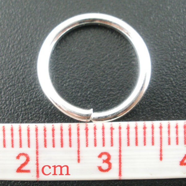 THICK - 100 pcs. Silver Plated Open Jump Rings - 14mm - 15 Gauge (1.5mm Thick)