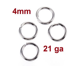 500 pcs 304 Stainless Steel Open Jump Rings 4mm - 21 Gauge (0.7mm Thick) - Silver Tone - High Quality! Hypoallergenic! Tarnish Resistant!