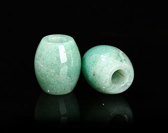 3 pcs Green Aventurine Smooth Gemstone Natural Stone Barrel Spacer Beads - 18mm x 15mm - Large Hole: 6mm - Fits European Cords and Paracord!