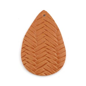 10 pcs Orange Faux Leather Dangle Pendants - Teardrop Braided Weave - 56mm (2.2") - Great for Light Earrings & Dangles! Double-Sided