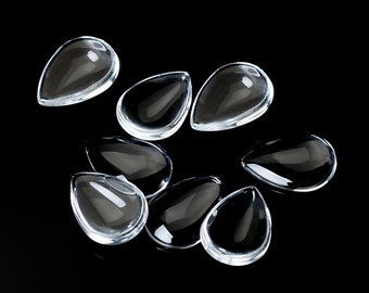 25mm x 18mm 1 x 0.7 Lot of 10 Teardrop Clear Glass Dome Seals Tiles Cabochons Drop - Sand