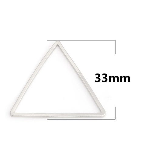10 colgantes de metal triangulares chapados en plata - 33 mm x 29 mm - 1,3" - ¡Ideales para hacer pendientes con flecos, collares y colgantes!