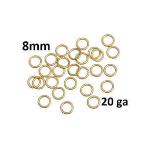 100 pcs 304 Stainless Steel 18K Gold Plated Open Jump Rings 8mm - 20 Gauge (0.8mm Thick) - Tarnish Resistant!