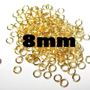 200 pcs Gold Plated Open Jump Rings - 8mm - 16 Gauge