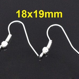 100 pcs Silver Plated Earring Hooks with Spring and Ball - 18x19mm - Perpendicular Loop