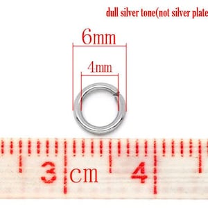 100 pcs 304 Stainless Steel Silver Tone Open Jump Rings 6mm - 18 Gauge (1mm Thick) - High Quality
