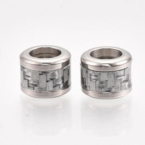 5 pcs 304 Stainless Steel Weave Pattern Metal Smooth Drum Column Spacer Beads - 10mm - Large Hole: 6mm - Fits European Cords and Paracord!