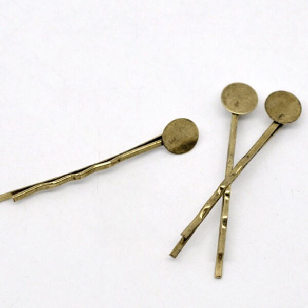 100 pcs. Antique Bronze Bobby Pins - 8mm Glue Pad
