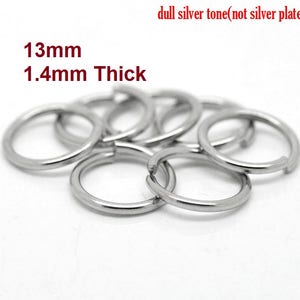 100 pcs 304 Stainless Steel Open Jump Rings 13mm - 15 Gauge (1.4mm Thick)  - THICK - HEAVY - High Quality - Hypoallergenic!
